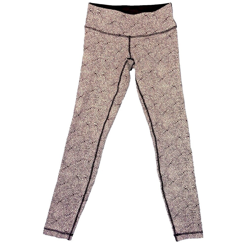 Lululemon Wunder Under Leggings Size 4 Black White Floral Print Luon Yoga Pants